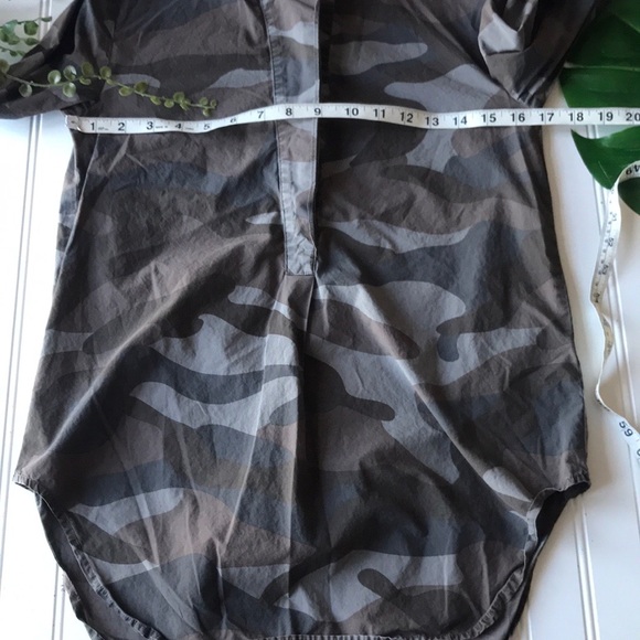 Madewell top camo button up shirt brown taupe grey - Picture 4 of 10